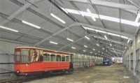 Lower deck of Glasgow Tram 488 stored at Minffordd