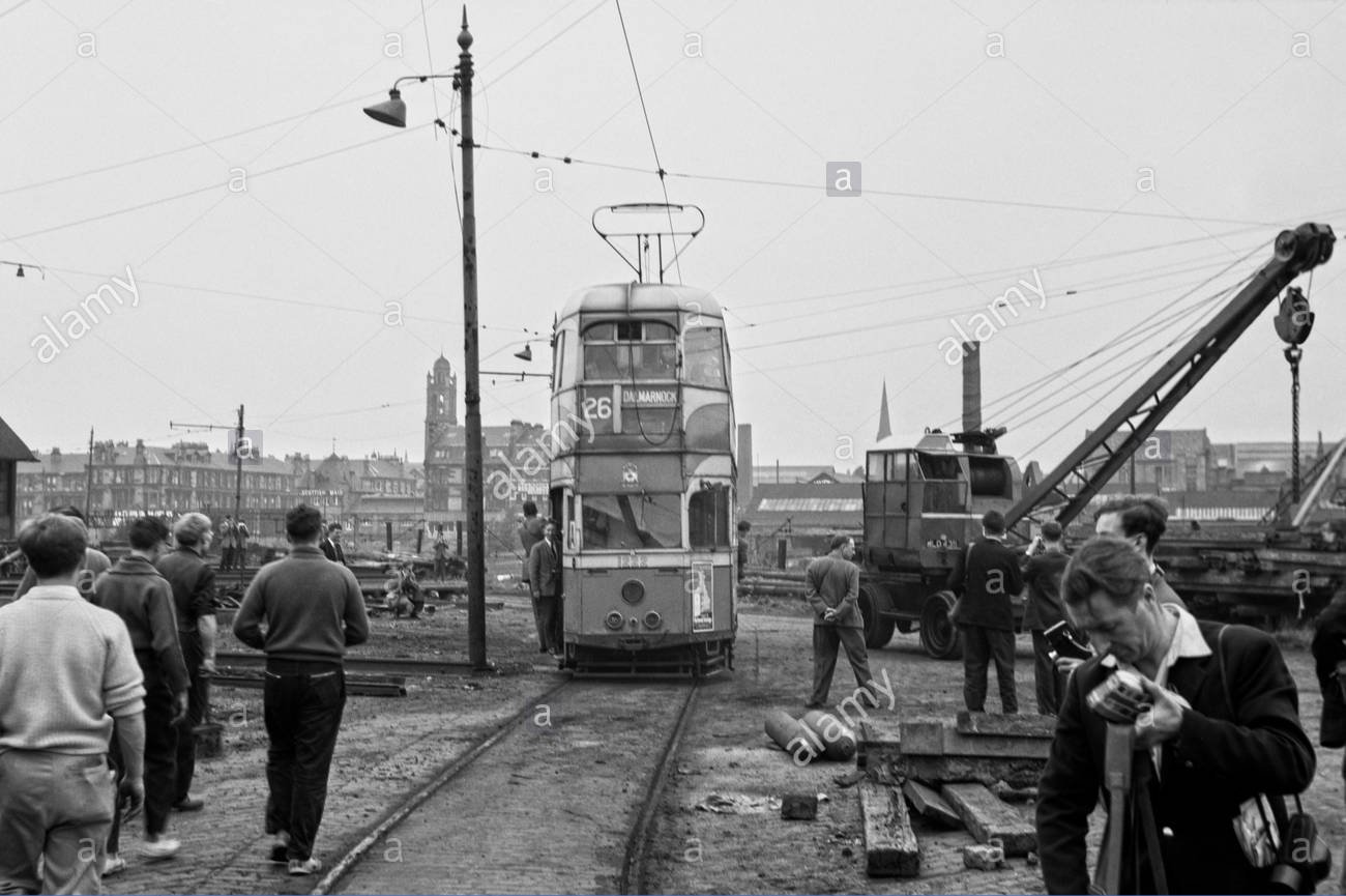 Glasgow Tram no 1222 outside 45 Ruby Street, Dalmarnock Tram Depot